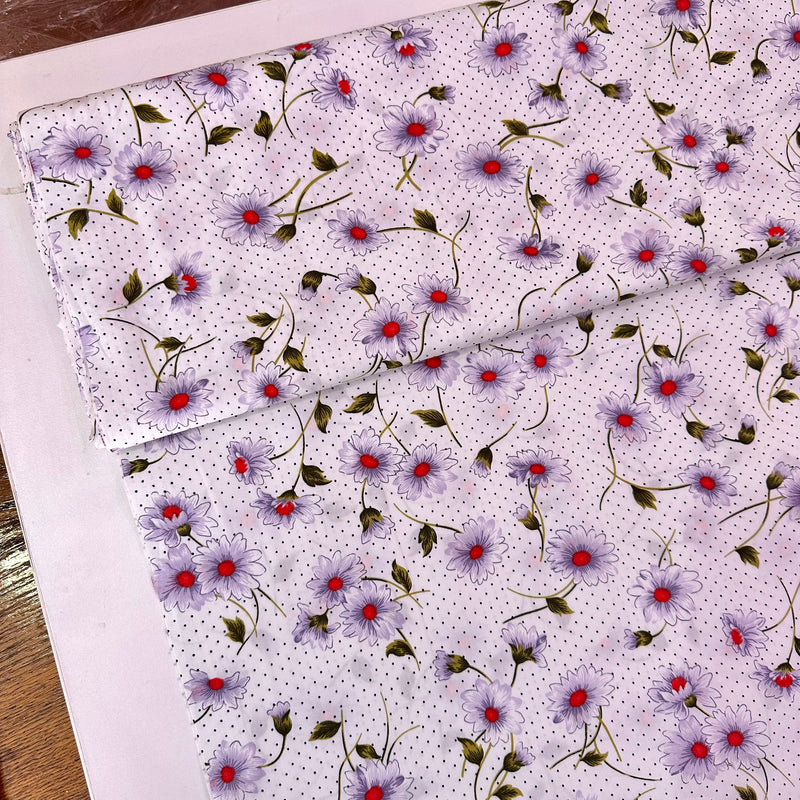 Daisy & Spots Cotton Fabric | Width - 115cm