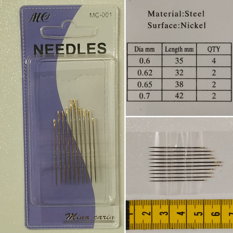 Hand Sewing Needles | Gold Eye | 10 Pack - Shop Fabrics, Cushions & Dressmaking Supplies online - Fabric Family