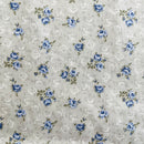 Blue Roses Organic Cotton Fabric | Width - 160cm/63inch