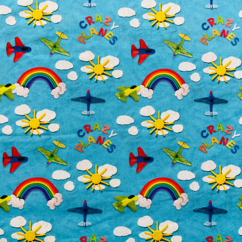Rainbows & Planes Cotton Fabric | Width - 150cm/59inch