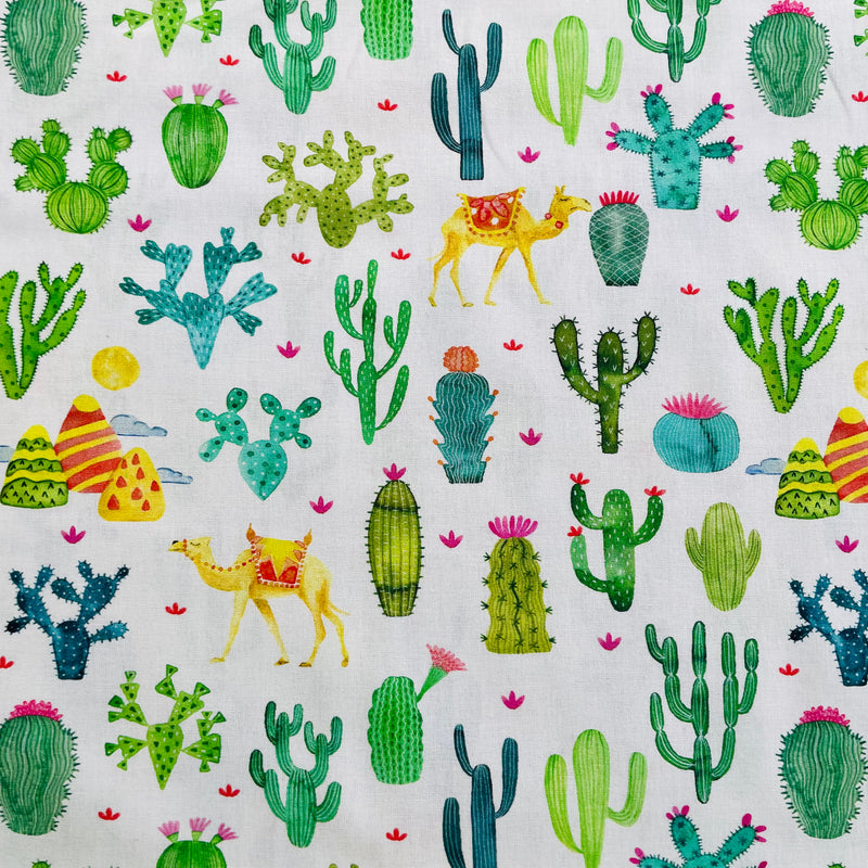 Cactus's & Camels Cotton Fabric | Width - 150cm/59inch