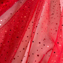Red Glitter Dot Organza Fabric | Width - 150cm/59inch