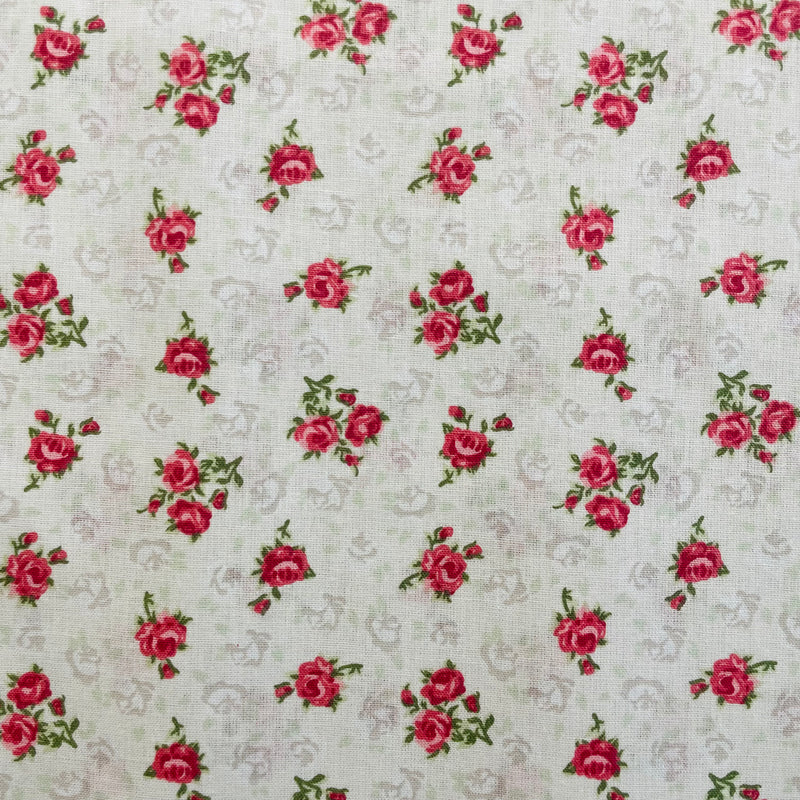 Red Roses Organic Cotton Fabric | Width - 160cm/63inch
