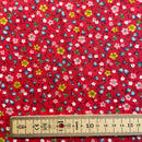 Органичен памучен плат с червени цветя | Широчина - 160 см/63 инча