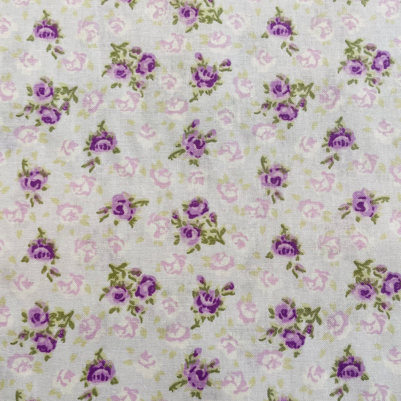 Purple Roses Organic Cotton Fabric | Width - 160cm/63inch