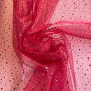 Burgundy Glitter Dot Organza Fabric | Width - 150cm/59inch