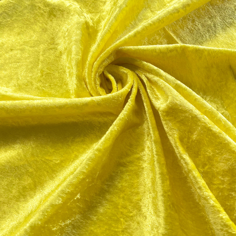 Yellow Crushed Velvet Fabric | Width - 148cm/58inch