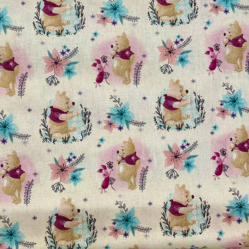Winnie The Pooh Disney Cotton Fabric | Width - 140cm/55inch - Shop Fabrics, Cushions & Dressmaking Supplies online - Fabric Family