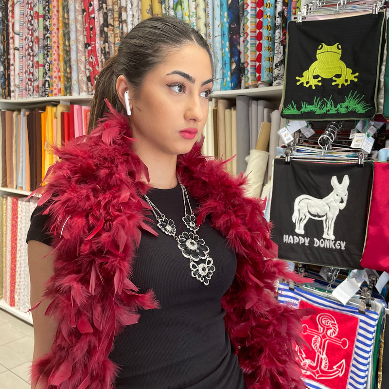 Burgundy Red Feather Boa | Marabou - Shop Fabrics, Cushions & Dressmaking Supplies online - Fabric Family