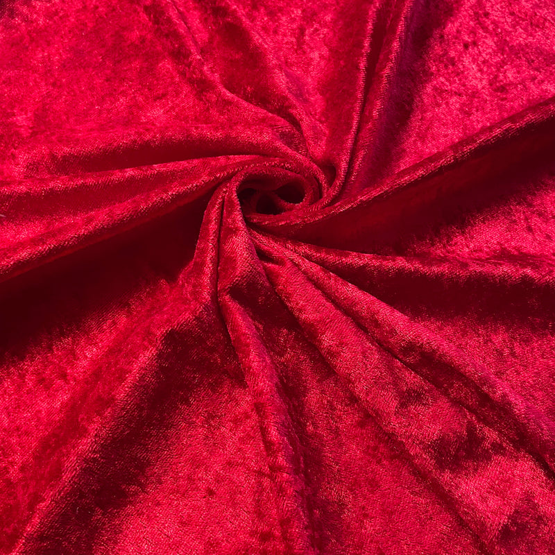 Red Crushed Velvet Fabric | Width - 148cm/58inch