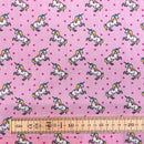 Unicorns Pink Polycotton Fabric | Width - 115cm/45inch - Shop Fabrics, Cushions & Dressmaking Supplies online - Fabric Family