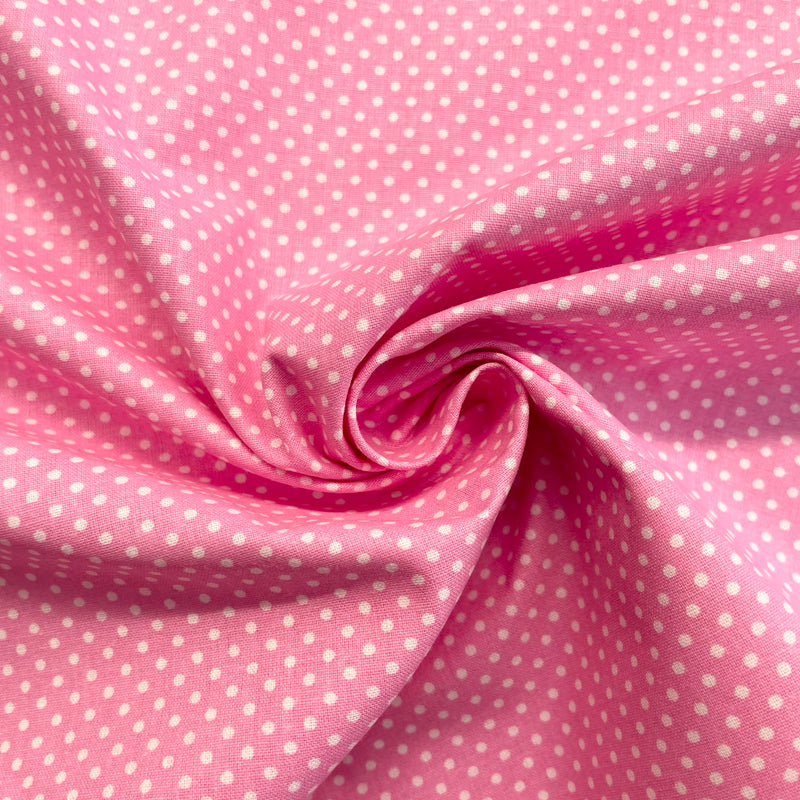 Органичен памучен плат на розови точки | Широчина - 160 см/63 инча