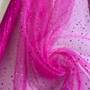 Pink Glitter Dot Organza Fabric | Width - 150cm/59inch