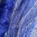 Blue Glitter Dot Organza Fabric | Width - 150cm/59inch