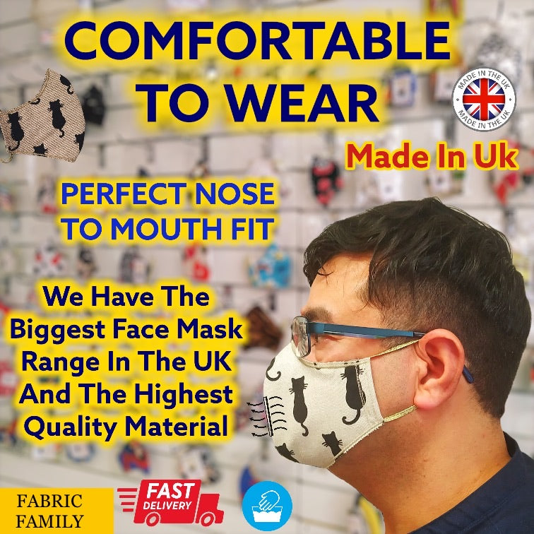 Sequins Gold Face Mask | 3 Layers With Filter | 100% Cotton | Perfect Nose To Mouth Fit | Reusable - Shop Fabrics, Cushions & Dressmaking Supplies online - Fabric Family