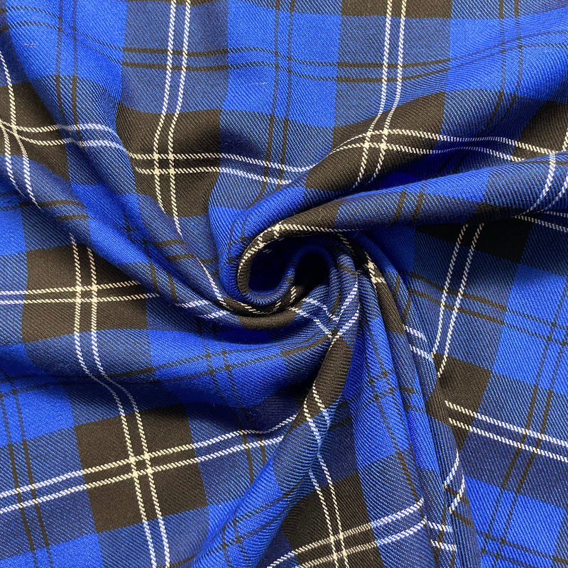 Blue Tartan Fabric | Width - 150cm/59inch