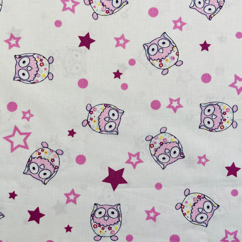 Owls Organic Cotton Fabric | Width - 160cm/63inch
