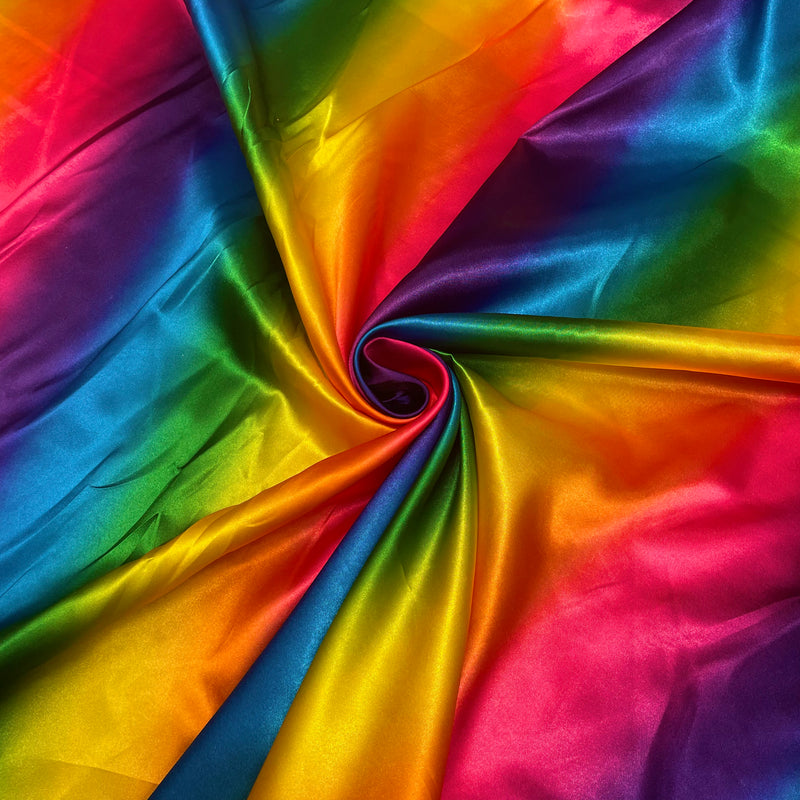 Rainbow Silky Satin Fabric | Width - 150cm/59inch