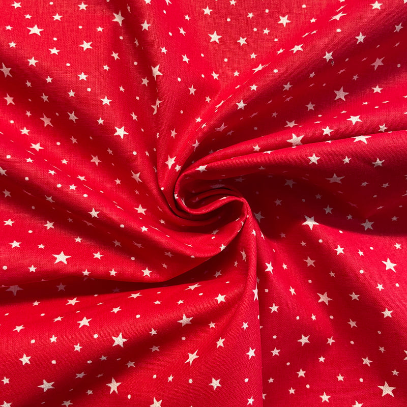 Органичен памучен плат Red Stars | Широчина - 160 см/63 инча