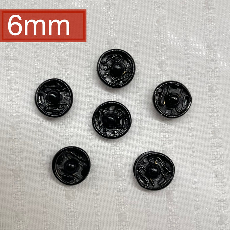 6mm Snap Fasteners | Black | 6 Sets - Shop Fabrics, Cushions & Dressmaking Supplies online - Fabric Family