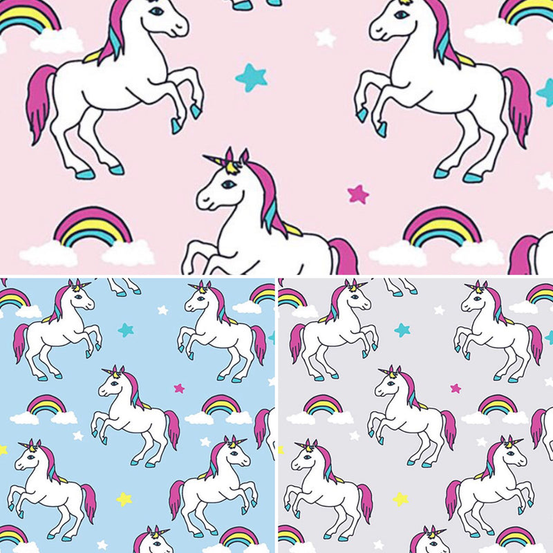 Unicorns Cotton Fabric | 3 Colours | Width - 150cm/59inch - Shop Fabrics, Cushions & Dressmaking Supplies online - Fabric Family