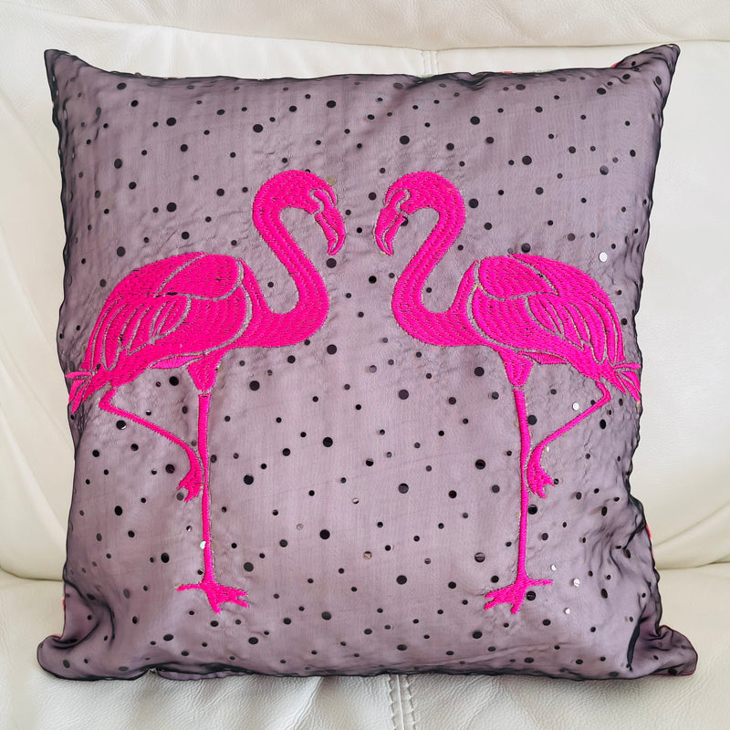 Flamingo Cushion | Embroidery Cushion | Home Decor