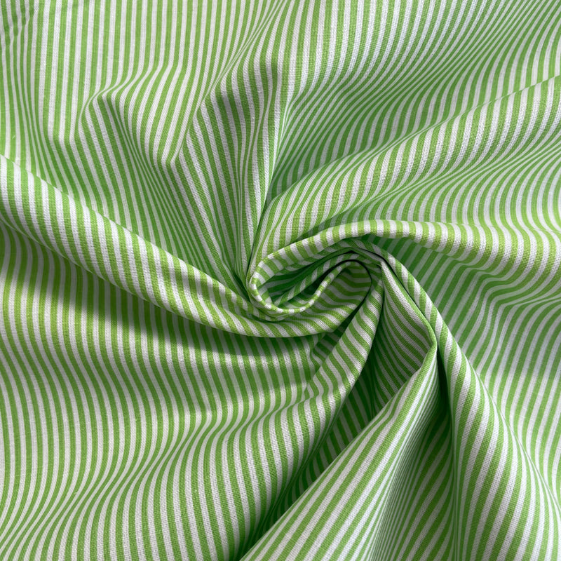 Green Stripes Organic Cotton Fabric | Width - 160cm/63inch