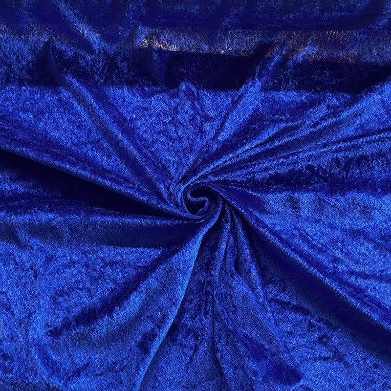 Royal Blue Crushed Velvet Fabric | Width - 148cm/58inch