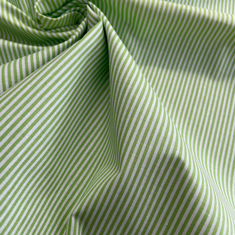 Green Stripes Organic Cotton Fabric | Width - 160cm/63inch