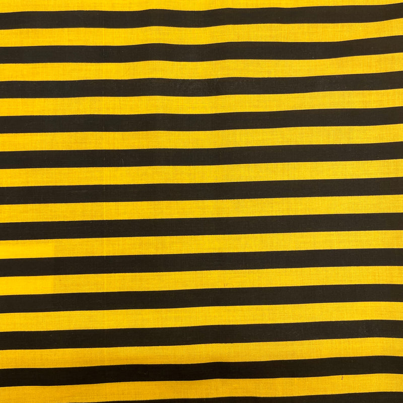Black & Yellow Stripes Polycotton Fabric | Width - 115cm/45inch - Shop Fabrics, Cushions & Dressmaking Supplies online - Fabric Family