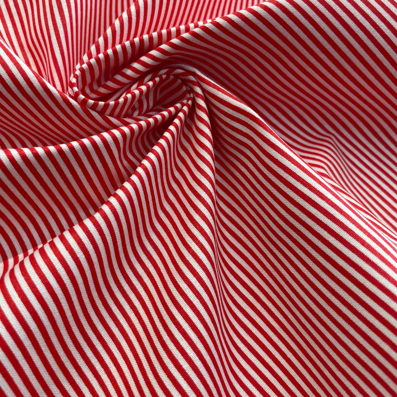 Red Stripes Organic Cotton Fabric | Width - 160cm/63inch