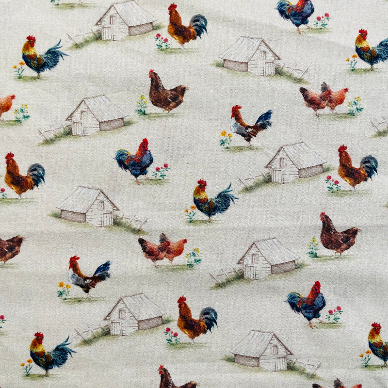Chickens Cotton Fabric | Width - 150cm/59inch