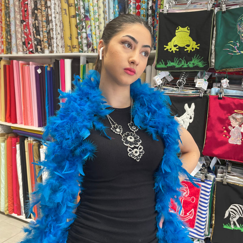 Blue Feather Boa | Marabou - Shop Fabrics, Cushions & Dressmaking Supplies online - Fabric Family