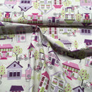 Houses Print Cotton Fabric | Width - 140cm - Shop Fabrics, Cushions & Dressmaking Supplies online - Fabric Family