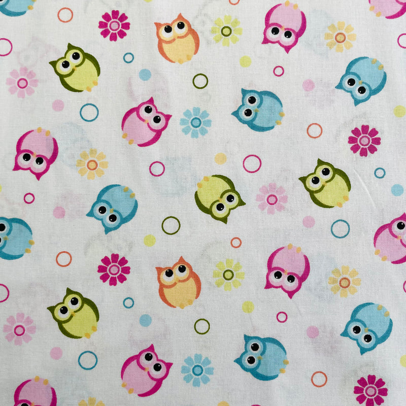 Owls Organic Cotton Fabric | Width - 160cm/63inch