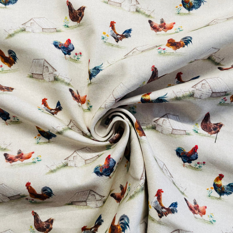 Chickens Cotton Fabric | Width - 150cm/59inch