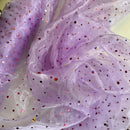 Lilac Purple Glitter Dot Organza Fabric | Width - 150cm/59inch